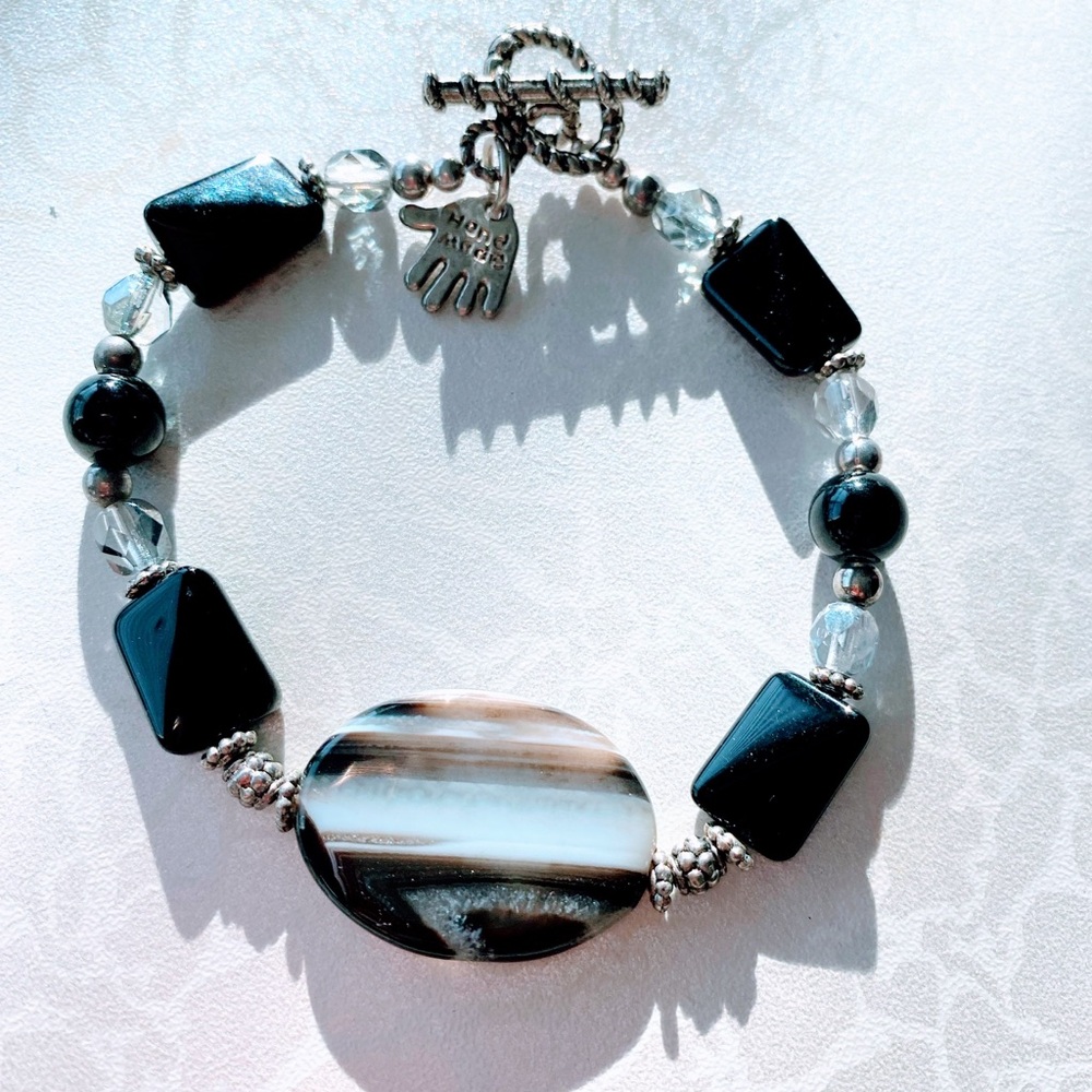 Elegant Black and Silver Beaded Bracelet